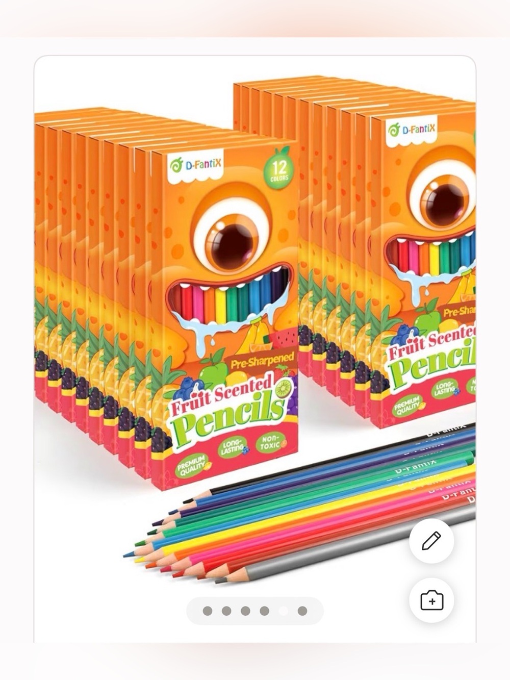 D-Fantix 24 Pack Fruit Scented Coloured Pencils Bulk.
